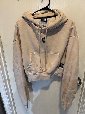 flag nor fail Cream Cropped Hoodie Sweatshirt